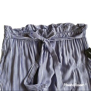 NWT - SEE YOU MONDAY Paperbag Wide Leg Palazzo Pants Blue Stripe Large